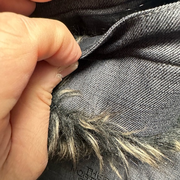 North Face Hooded Gray Quilted Puffer Elastic Waist Down Jacket Coat Size Small - Picture 5 of 13